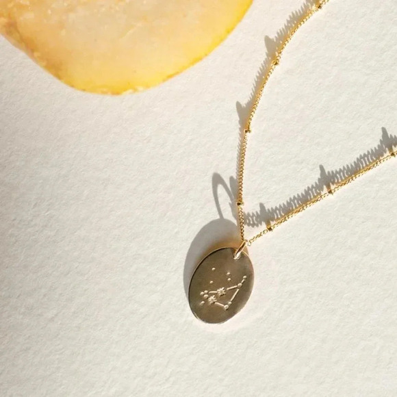 Capricorn Boho Beaded Gold Zodiac Disc Necklace - Picture 7 of 12